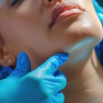 cosmetic surgeon performing a chin implant surgery to enhance chin projection and definition, creating a stronger and more balanced facial profile.