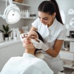 Professional facial treatment in modern spa clinic