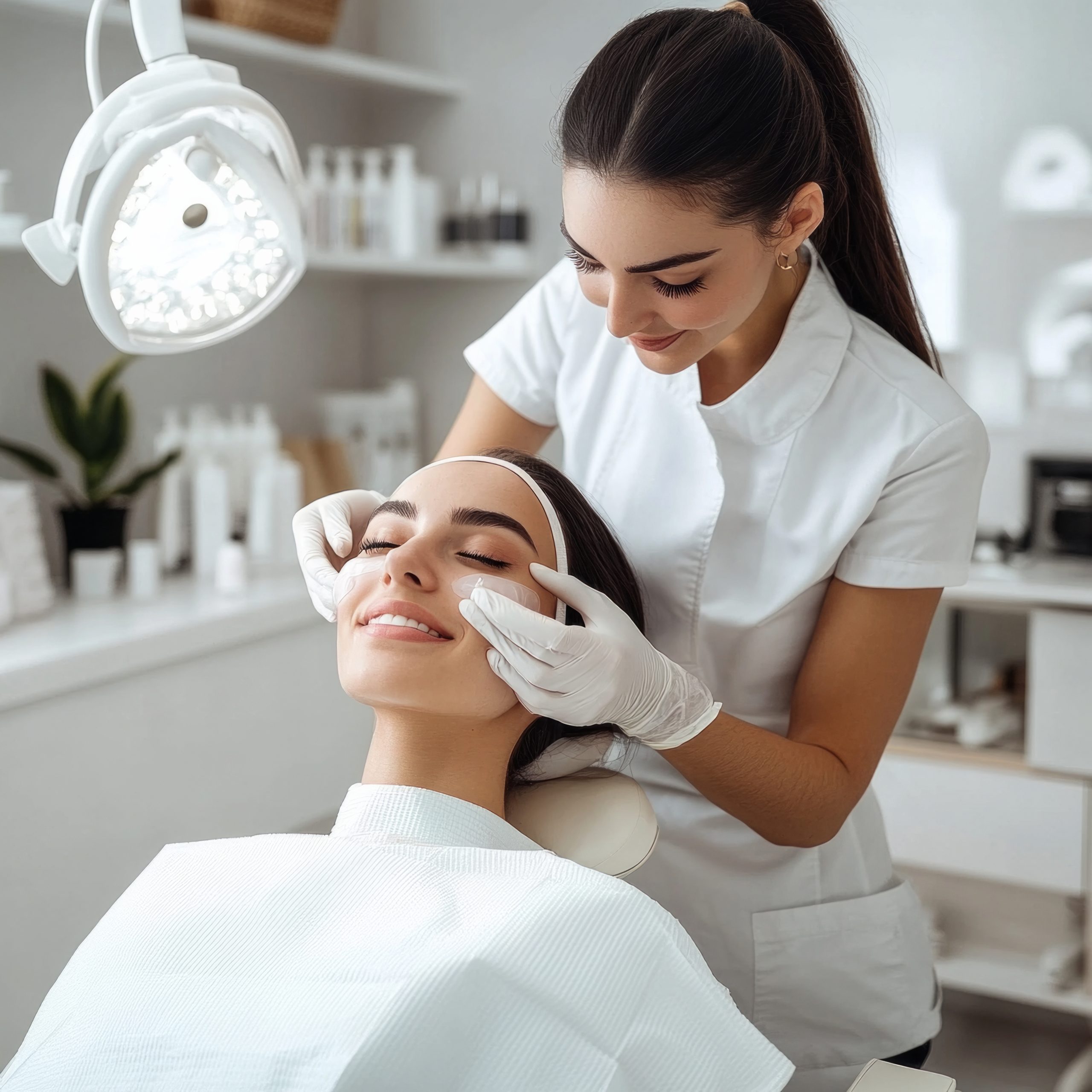 Professional facial treatment in modern spa clinic