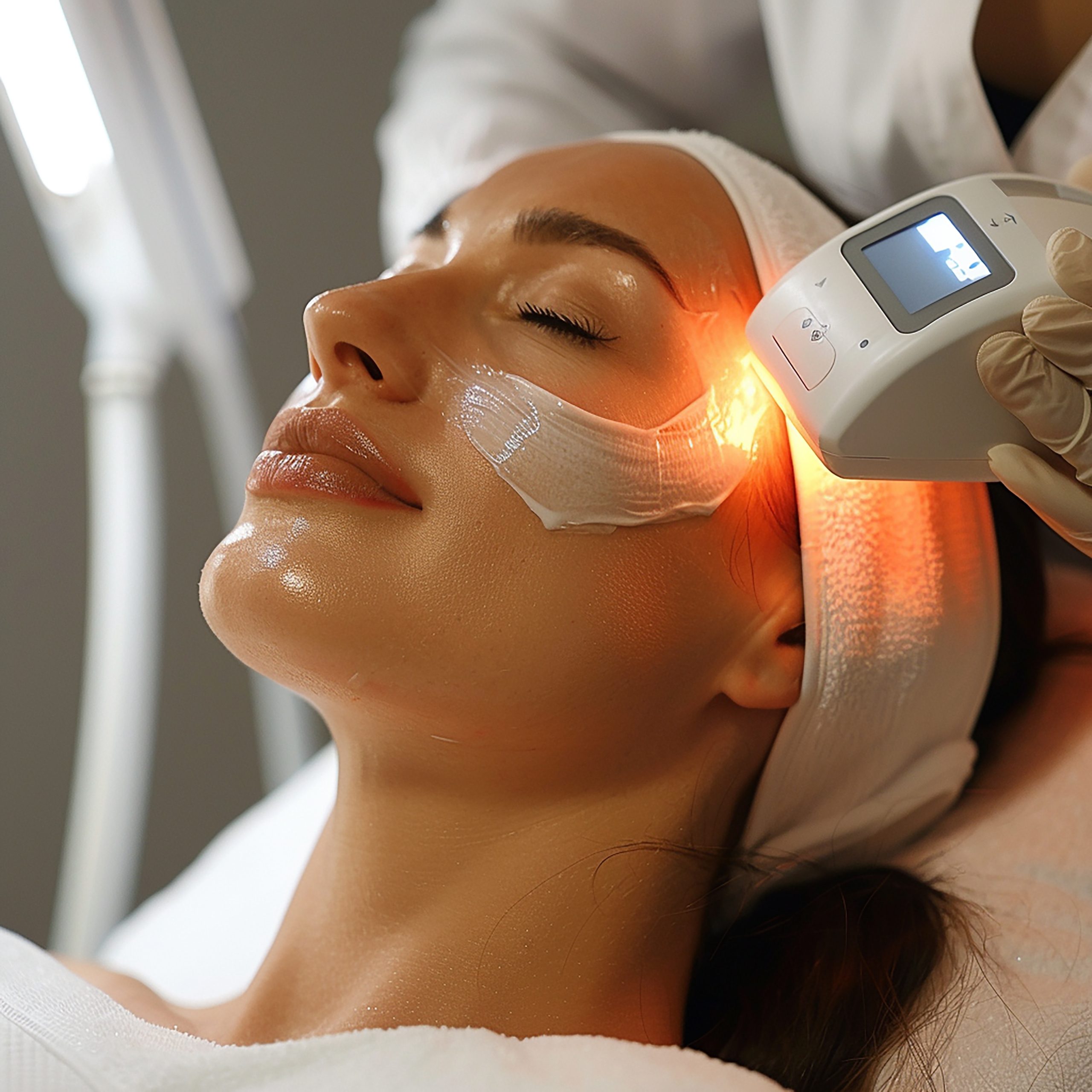 woman-is-getting-her-face-painted-with-electric-razor